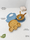 Bamboo & Silicone Baby Weaning Set - Octopus Edition (Blue)