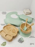Bamboo & Silicone Baby Weaning Set - Panda Edition (Mint Green)